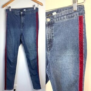 Divided Blue Women’s Denim Velour Stripe Jeans (Sz 6)